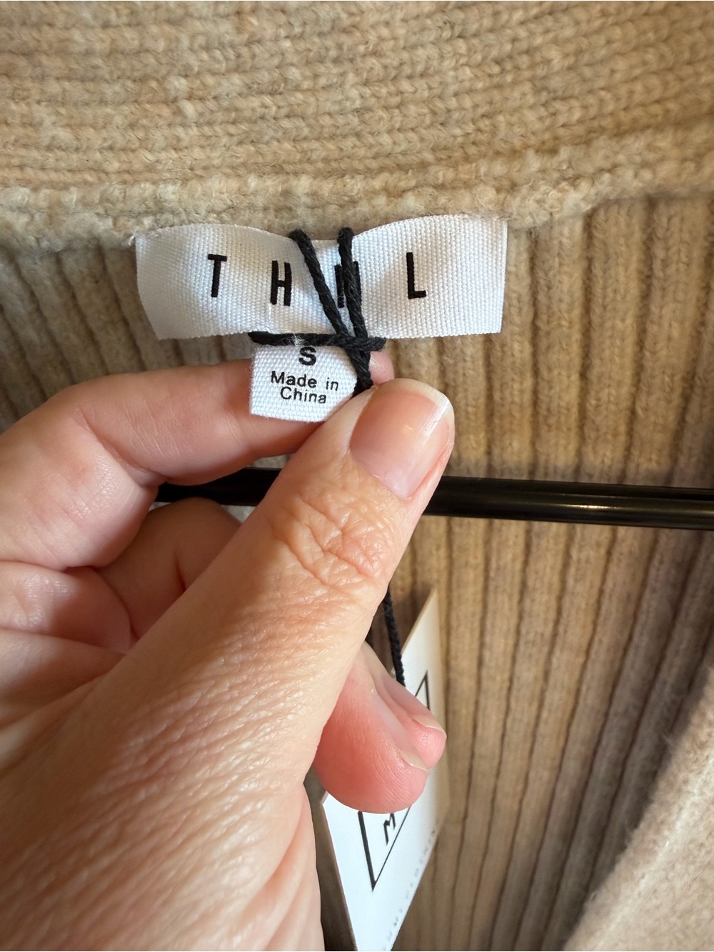 THML Beige Ribbed Tie-Front Cardigan Sweater - Picture 4 of 8